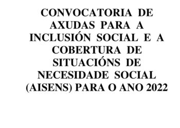 convocatoria axudas inclusin social e cobertura de situacin de necesidade social aisens ano 2022